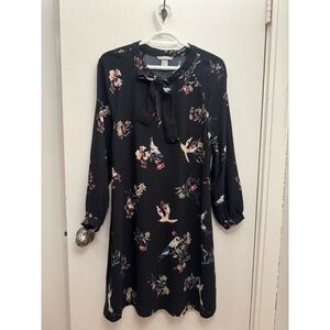 H&M Navy Floral Long Sleeve Dress